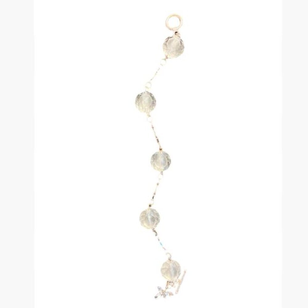 Handcrafted Crystaline Bead and Silver-Tone Chain Bracelet with Rhinestone Charm - Picture 11 of 11